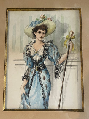Victorian Woman Watercolor Art