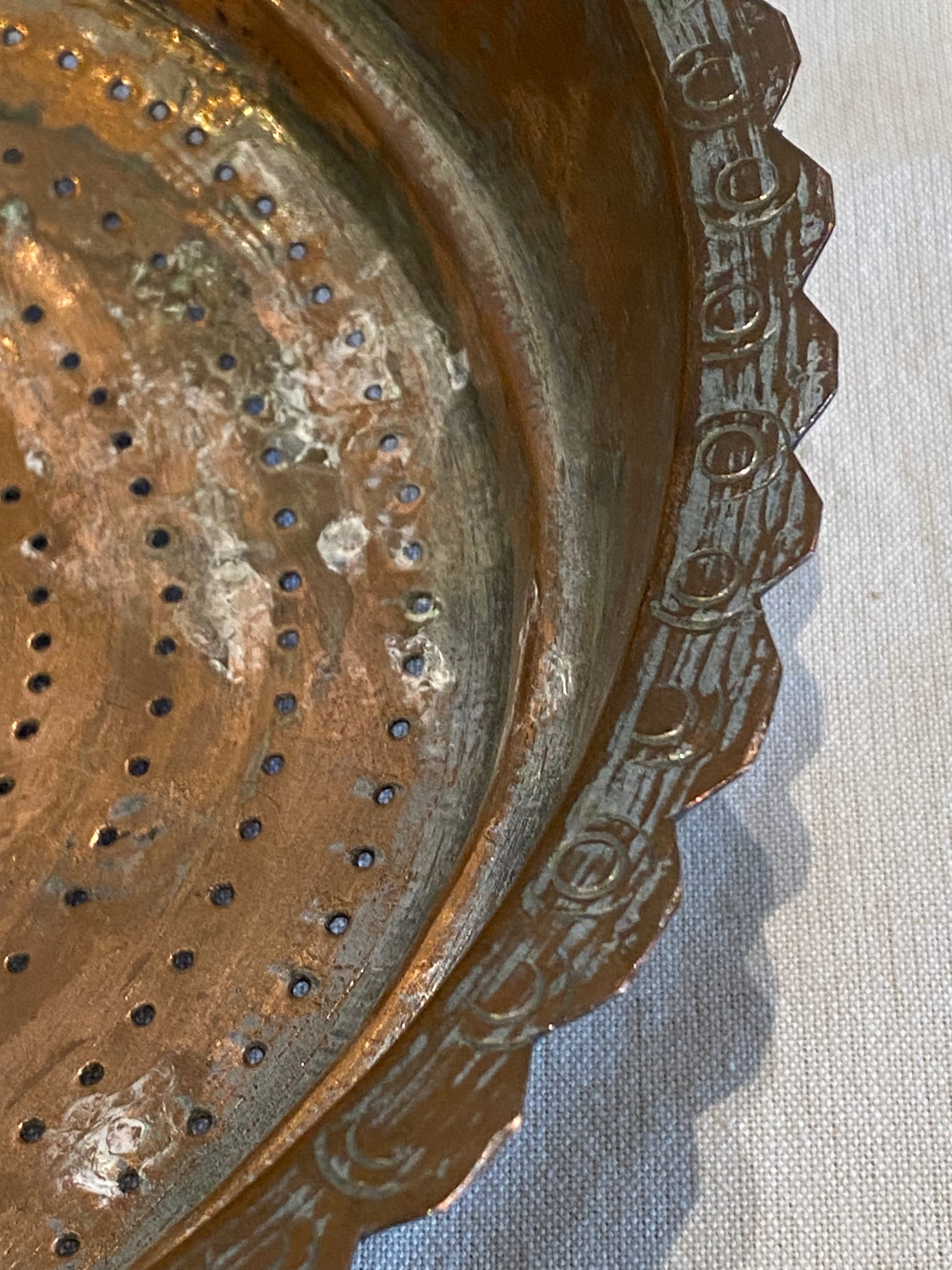 Antique French Copper Strainer