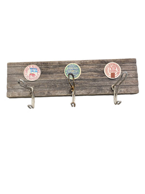Handmade Coat Hanger with Vintage Milk Caps