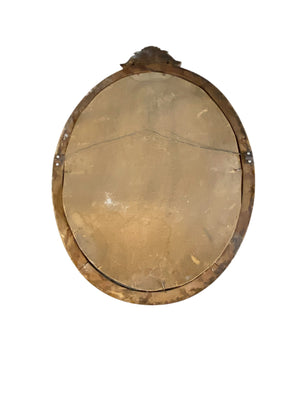 White Oval Mirror with Script and Roses