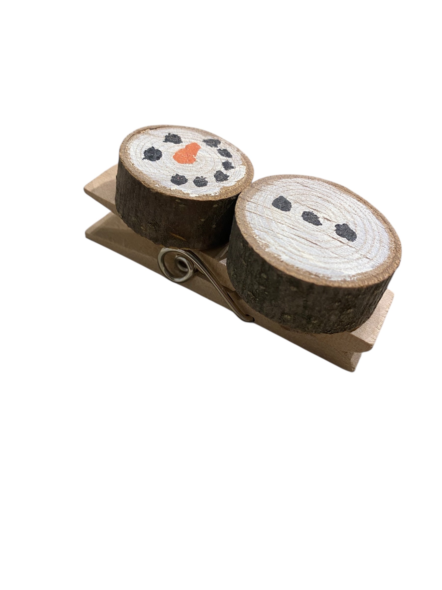 Wood Slice Snowman Clips