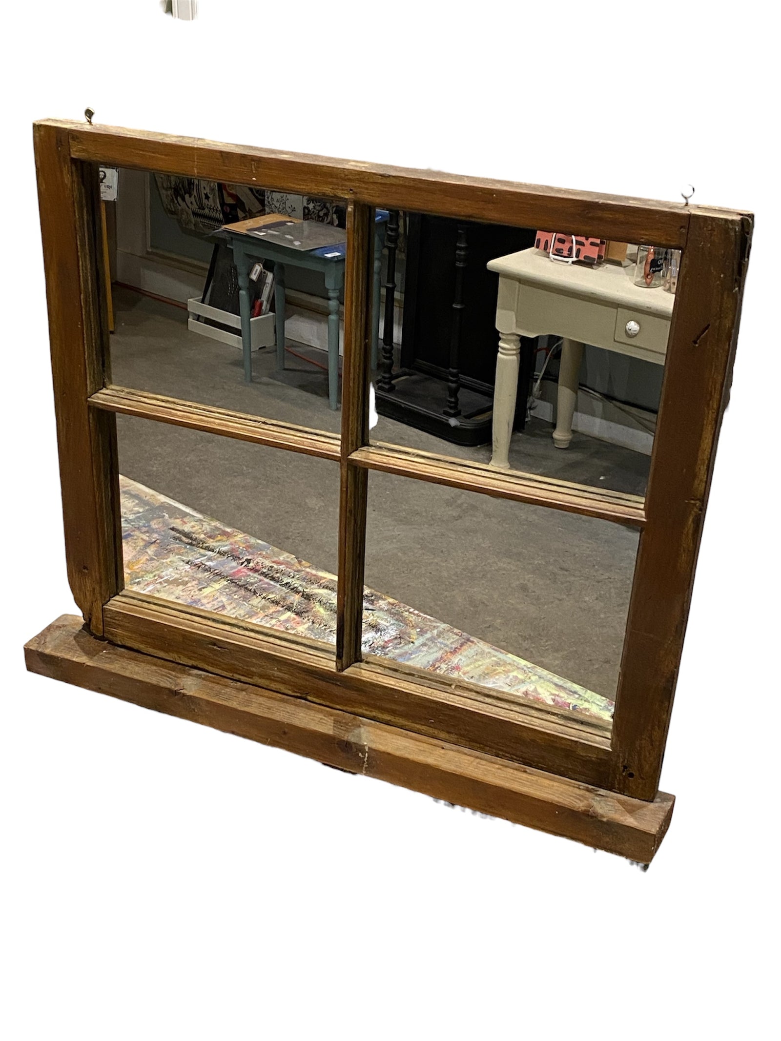 Old Rustic Farmhouse Mirror with Ledge