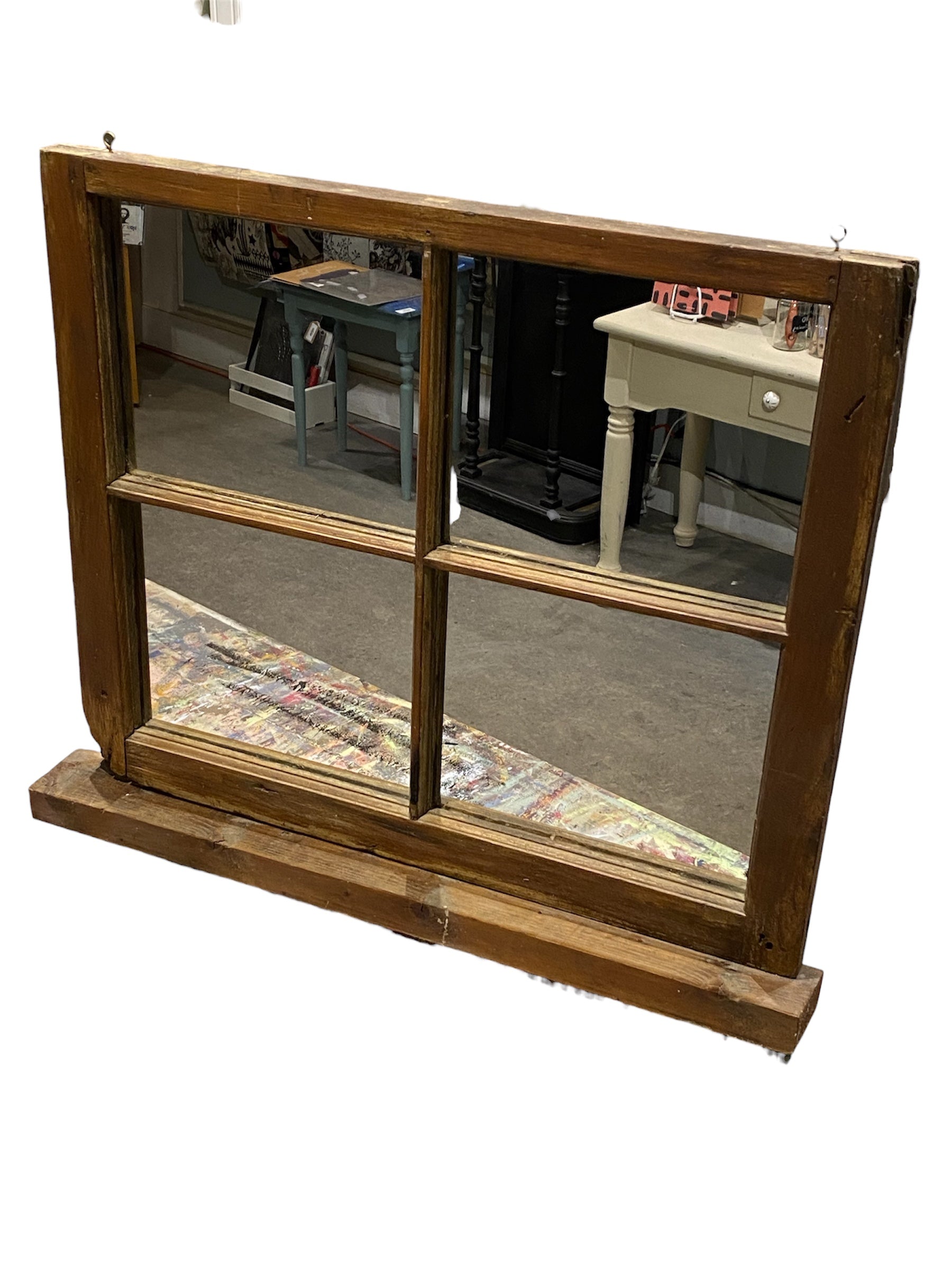 Old Rustic Farmhouse Mirror with Ledge