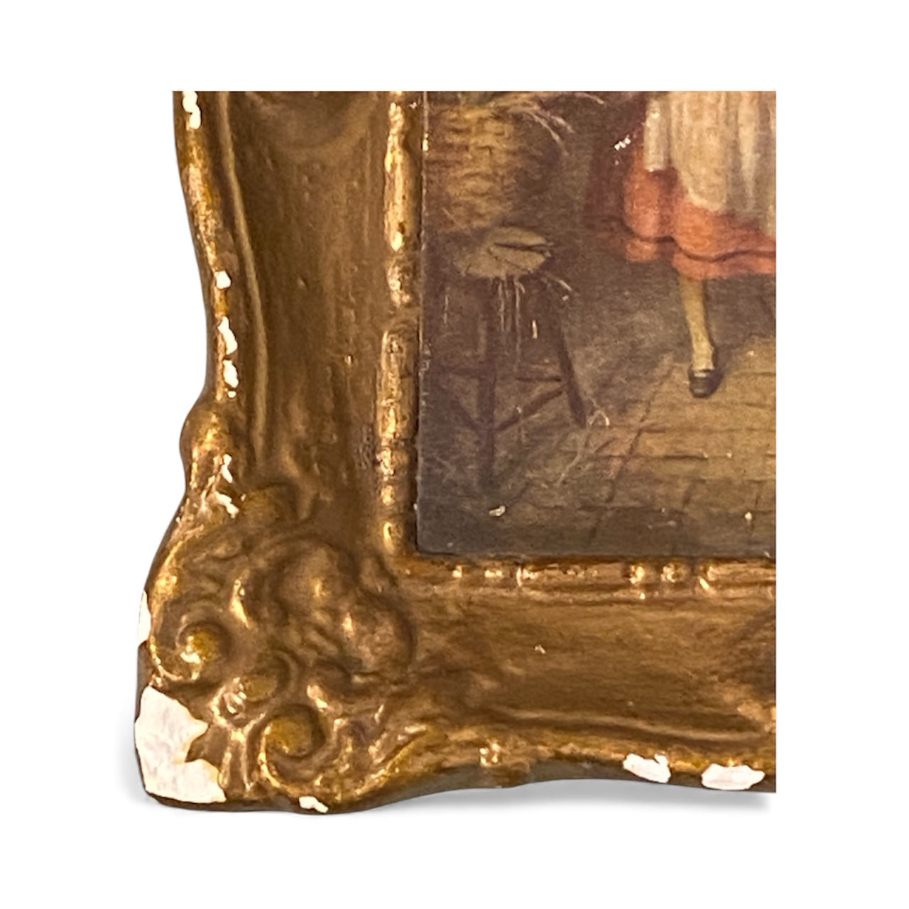 Baroque Style Print in a Vintage Chalkware Frame