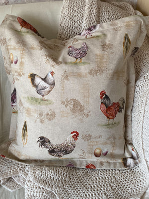 Roosters and Hens Pillow Cover