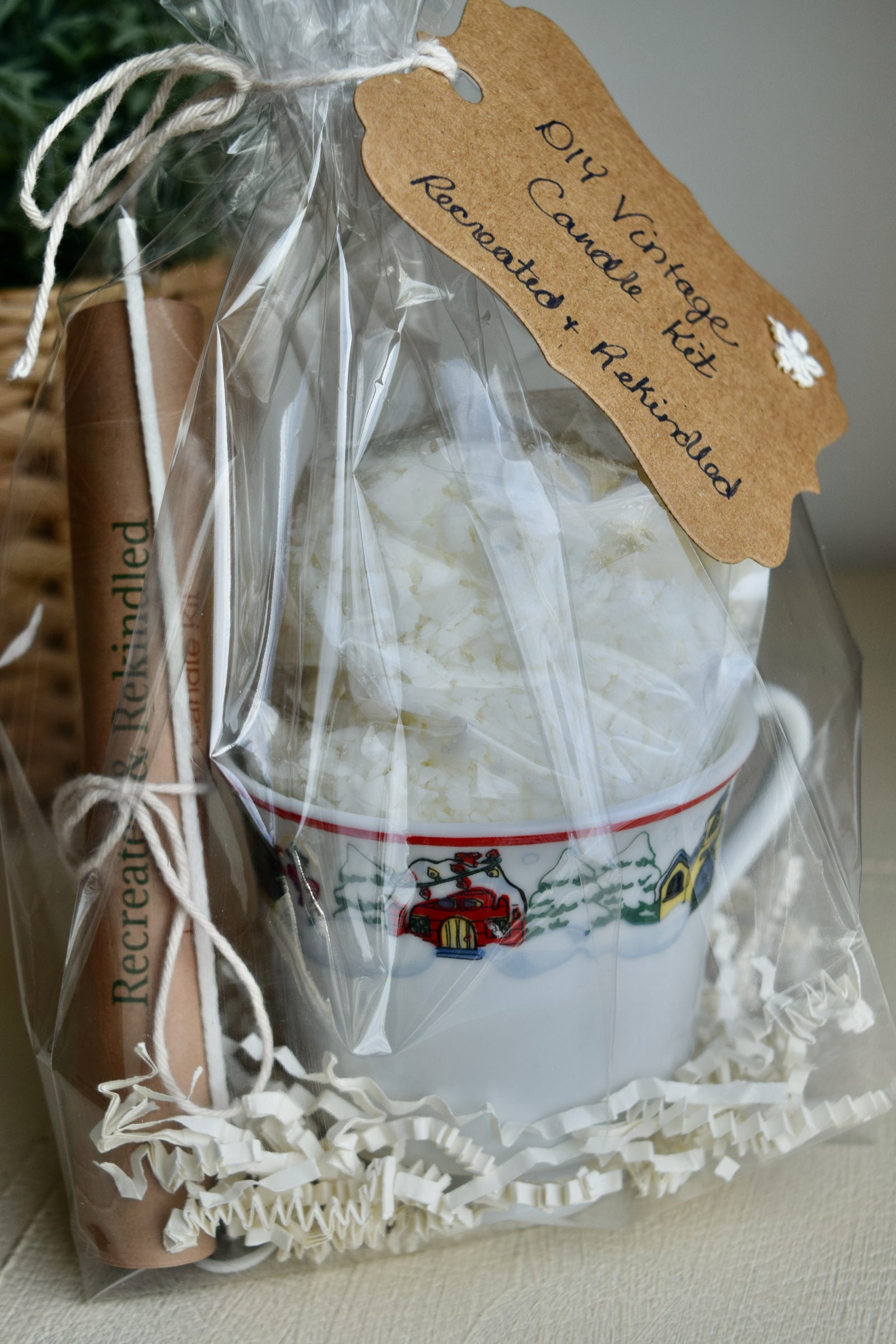 DIY Vintage Candle Kit - Christmas Village Teacup
