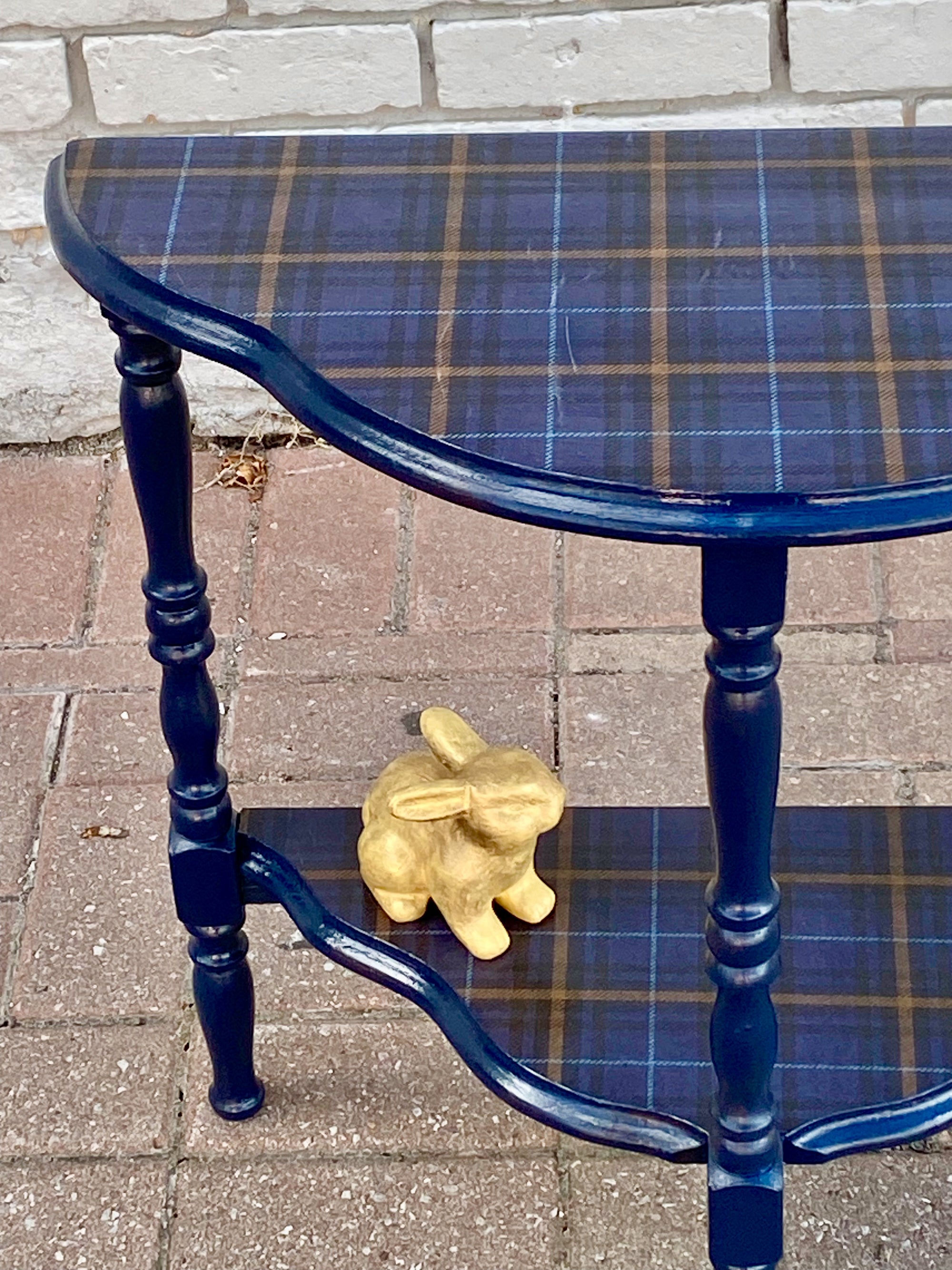 The Highland Plaid Half-Moon Table