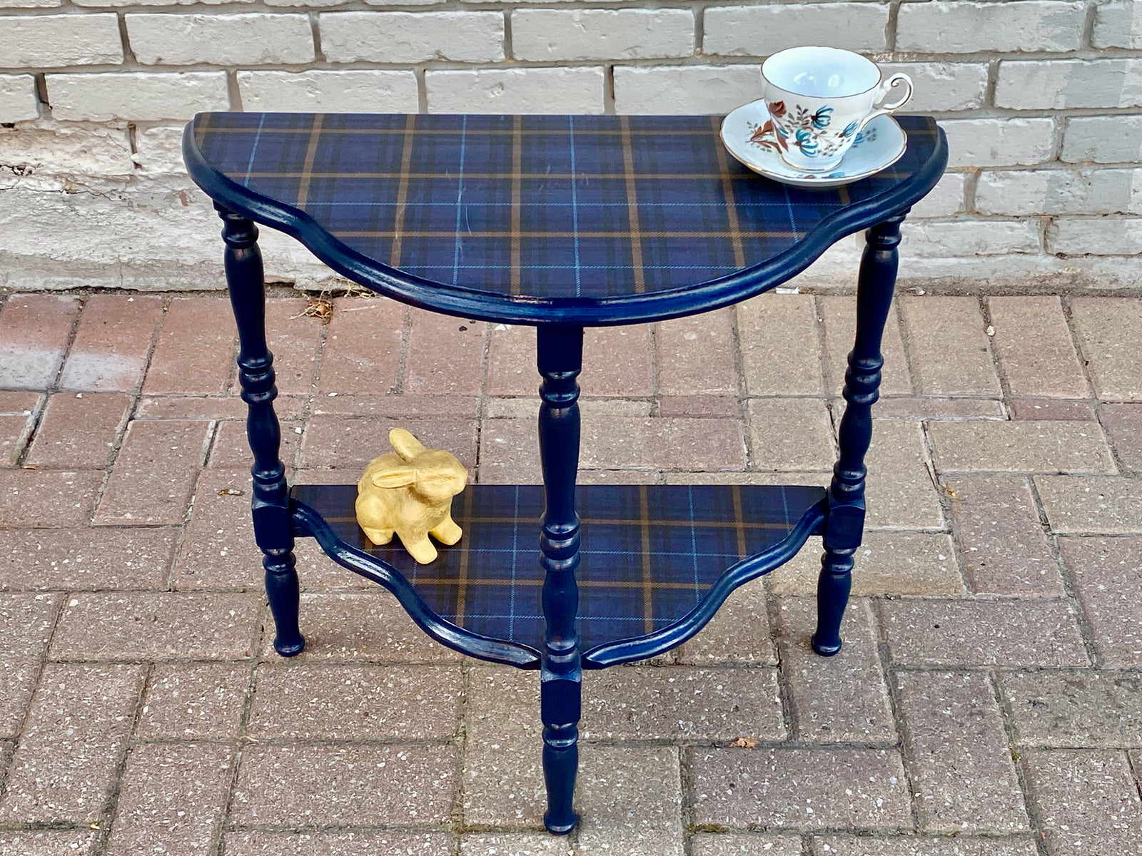 The Highland Plaid Half-Moon Table