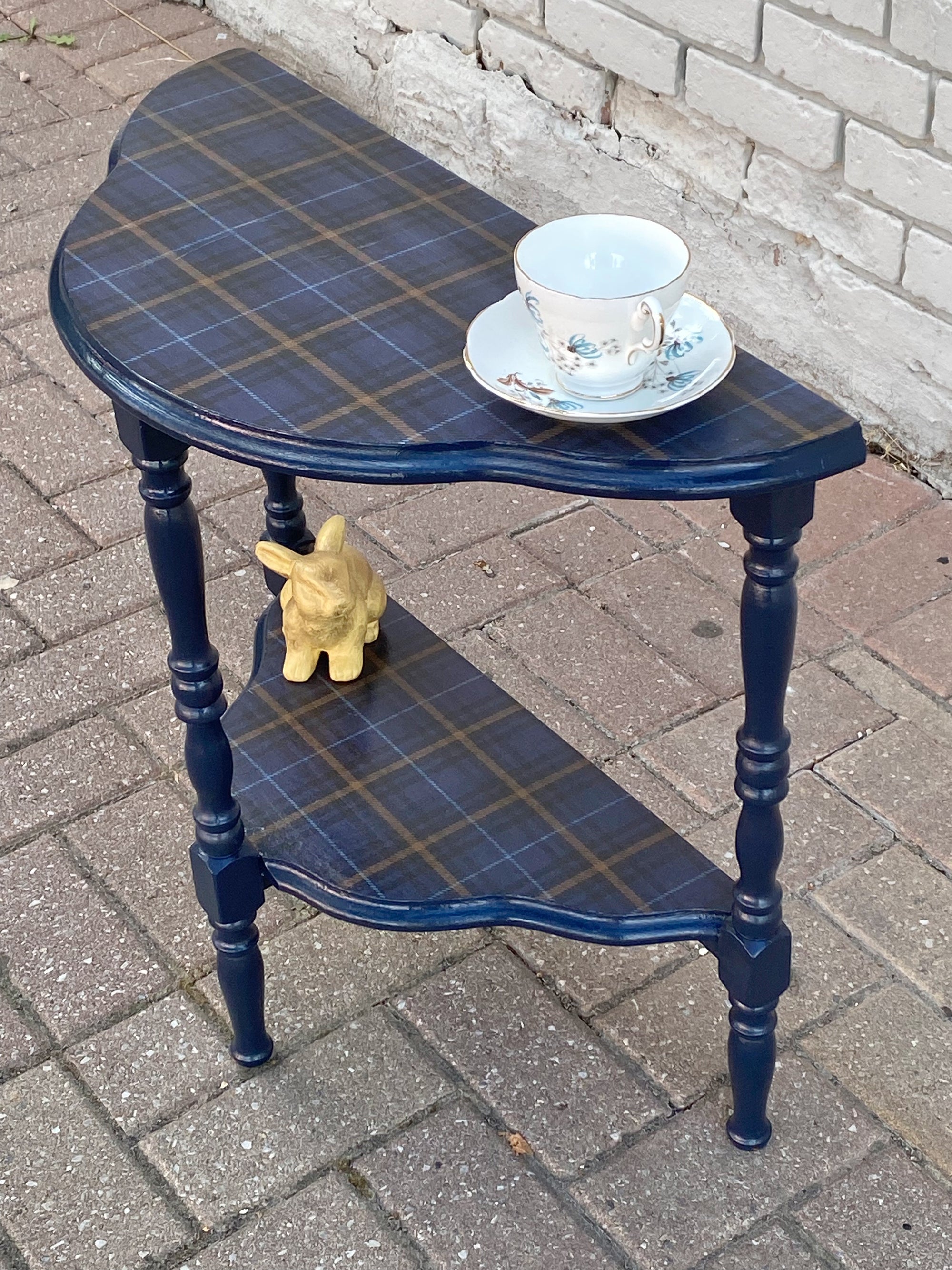 The Highland Plaid Half-Moon Table