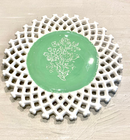 Lacy White and Green Pottery