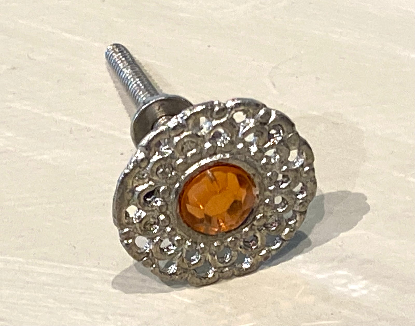 Filigree Knob with Peach Stone Centre