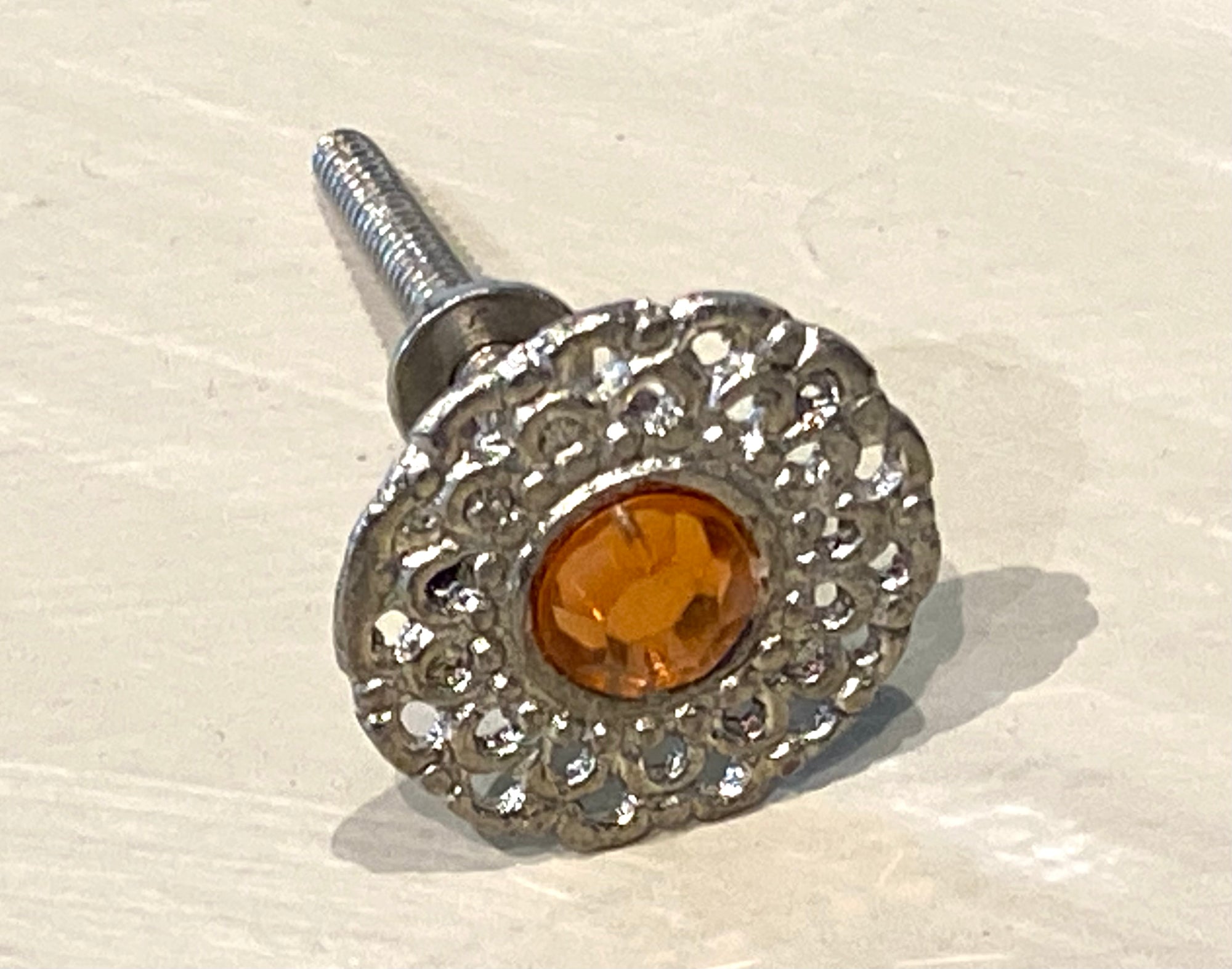 Filigree Knob with Peach Stone Centre