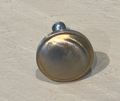 Short Round Silver Knob with Gold Patina