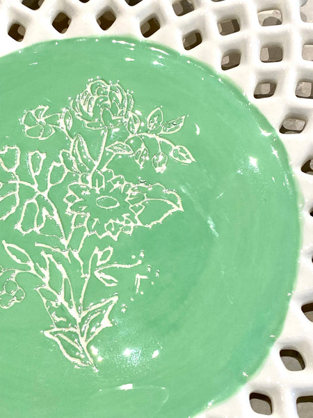 Lacy White and Green Pottery