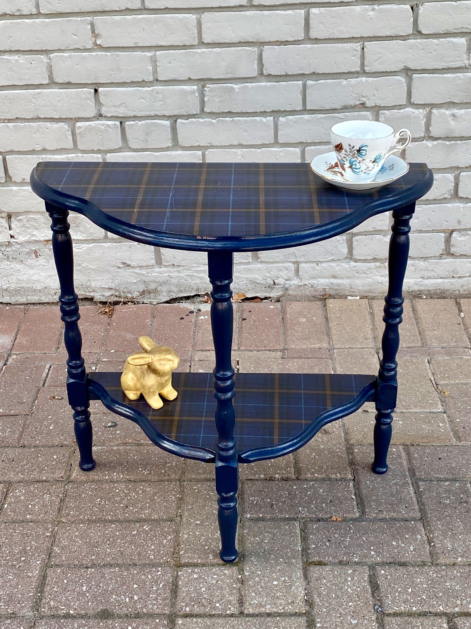 The Highland Plaid Half-Moon Table