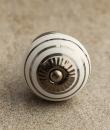 White Ceramic Knob with Silver Stripes