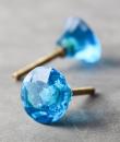 Turquoise Glass Diamond Cut Knob