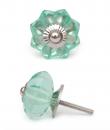 Green Floral Glass Knob