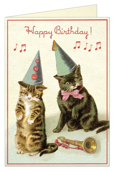 Happy Birthday Cats Music Notes Card