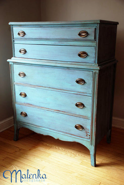 Dresser with one thin coat of Provence, with clear and dark Soft Wax by Malenka Originals.