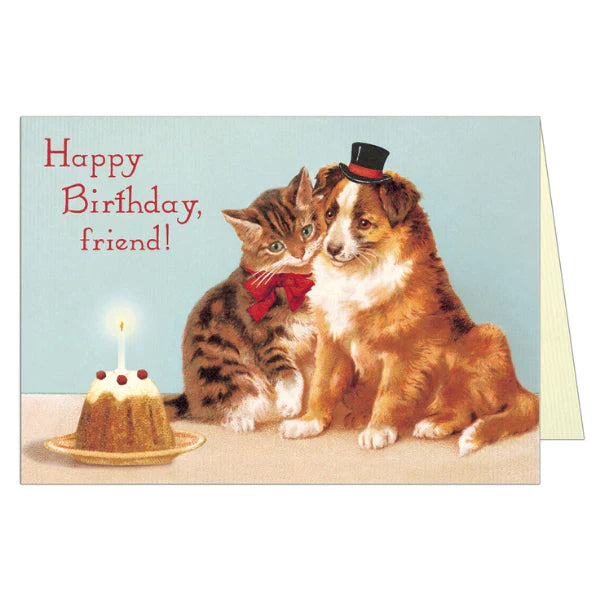 Happy Birthday Friend Cat and Dog Card